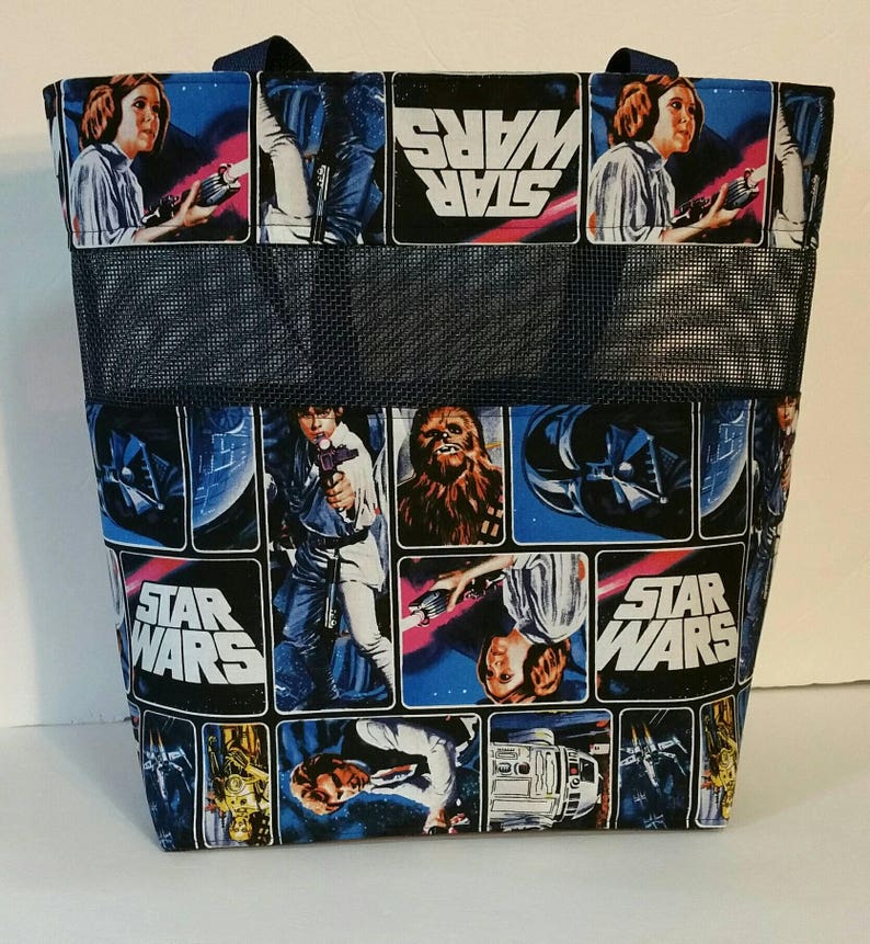 Large Handmade Tote Bag Star Wars Darth Vadar Hans Solo C-3PO R2-D2 Chewbacca Princess Leia Luke Skywalker Obi-Wan Kenobi Rey Kylo Ren BB-8