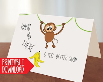 Get Well Soon Monkey DIGITAL / PRINTABLE Card