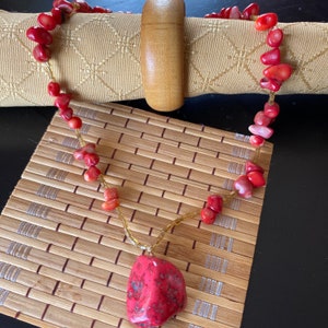 Coral Necklace and Earring