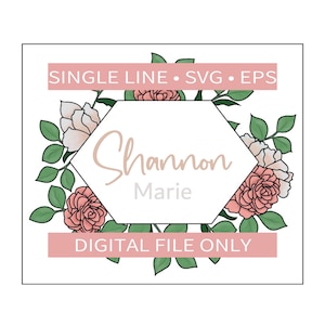 Shannon Flower Diamond Eucalyptus Mall SVG, PNG, JPEG, Laserklar, Rullsågsmall, Enkelradsklippsfil, Glowforge Laserfil