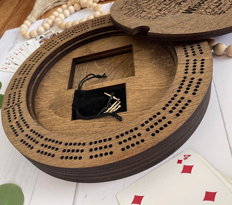 Wisconsin Round Cribbage Board, House Warming Gift, Friday Fish Fry