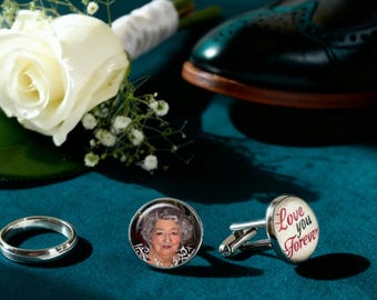 Custom Photo Cufflinks for Funeral and Celebration of Life Services, Honoring Loved Ones, Groom Gift, Memorial, In Loving Memory