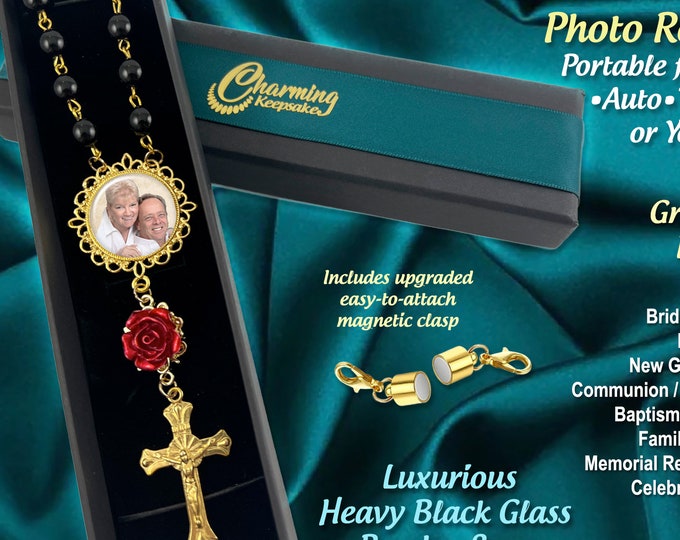 Custom Photo & Personalized Picture Memorial Rosary, One Decade for Travel, Car Rearview Mirrors