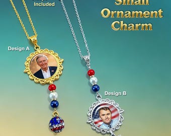 Patriotic Custom Photo Ornament Keepsake – Small Personalized Memorial Charm | USA Gift for Car, Tree, or Display