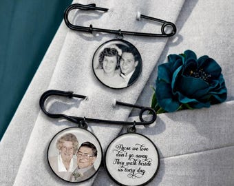 Custom Photo Lapel Pin | Personalized Kilt Pin Boutonniere Photo Charm for Groom, Groomsmen
