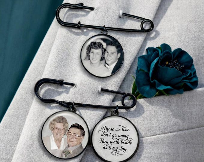 Custom Photo Lapel Pin | Personalized Kilt Pin Boutonniere Photo Charm for Groom, Groomsmen