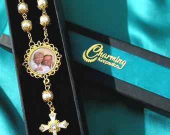 Custom Photo Memorial Rosary, 1 Decade Rosary for Travel, Rearview Mirror in Auto, Car, or Purse