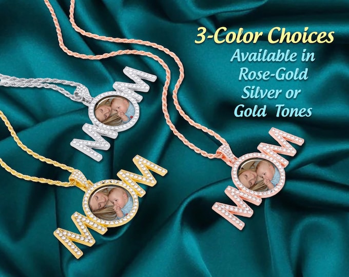 Best Personalized MOM Photo Charm Pendant with Your Picture, Custom Bouquet Charm or Necklace, Mother Remembrance Gift or Sympathy Gift