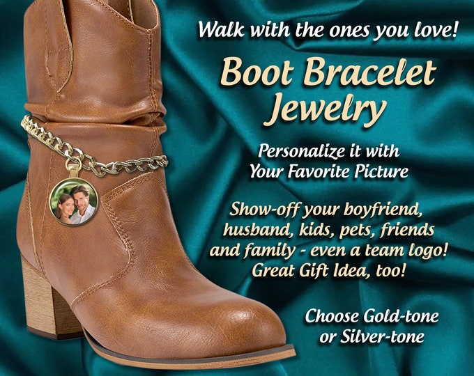 Custom Boot Bracelet Jewelry , All Style Boots including Wedding Boots too -Personalized with your Picture, Boot Chain Bracelet Anklet
