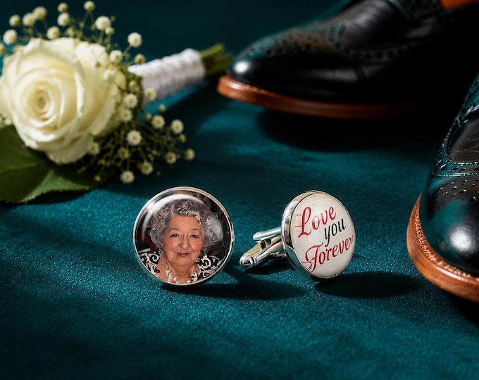 Custom Memorial Photo Cufflinks for Honoring Loved Ones, Groom Gift, In Loving Memory