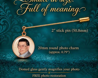 Custom Photo Lapel Stick Pin | Wedding Memorial Gift for Groom | Bridal Bouquet Charm
