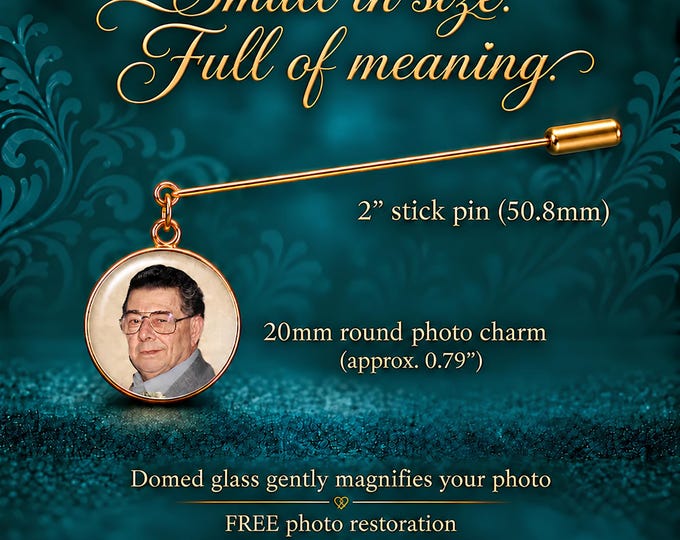 Custom Photo Lapel Stick Pin | Wedding Memorial Gift for Groom | Bridal Bouquet Charm