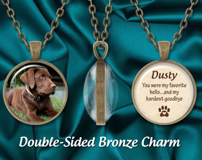 Double Sided Pet Photo Pendant, Your Picture, Quote, Name, Necklace or Keychain, Family Keepsake, Fur Baby, Sympathy-Memorial Remembrance