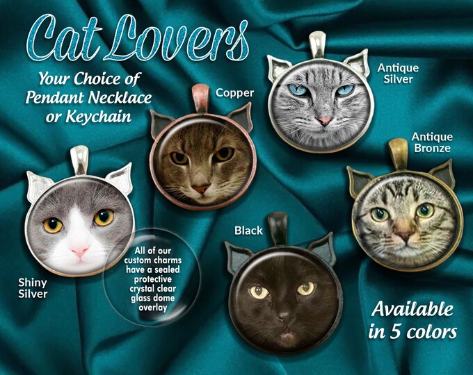Great Cat Lover Gifts, or Cat Memorial Photo Pendant -Cat Photo Jewelry, Choose a Cat Pendant or Keychain Custom made from your photo -
