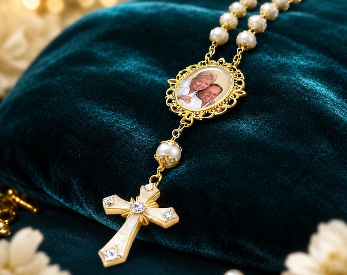 Custom Photo Memorial Rosaries, 1 Decade Rosary or Full Rosaries with your picture for Travel, Rearview Mirror in Auto, Car, Truck or Purse