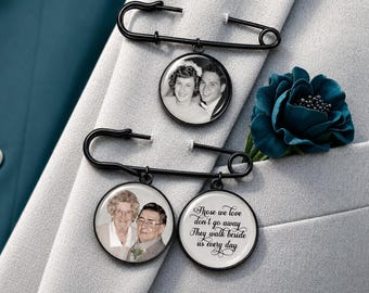 Pin de solapa con foto personalizada / Pin conmemorativo de boda para el novio y los padrinos / Pin de falda escocesa personalizado con foto