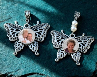 Personalized Butterfly Photo Charm Keepsake - Custom Memorial Keychain and Meaningful Sympathy Gift