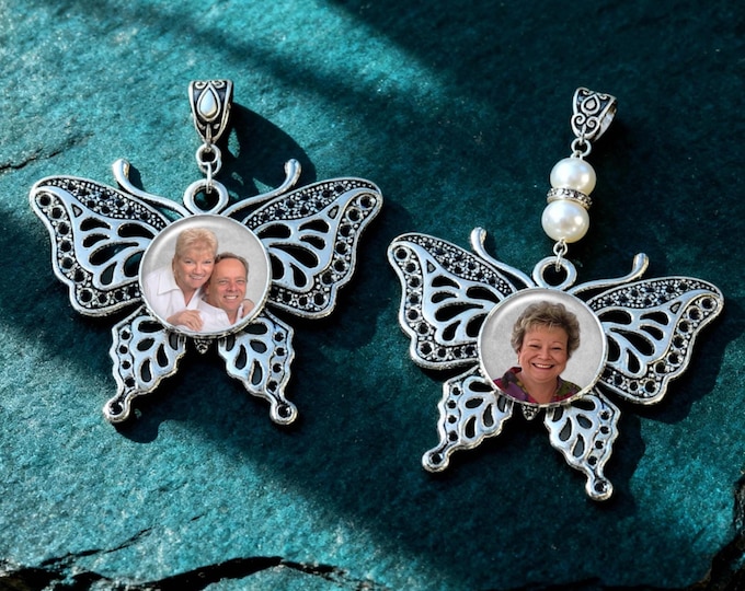 Personalized Butterfly Photo Charm Keepsake - Custom Memorial Keychain and Meaningful Sympathy Gift
