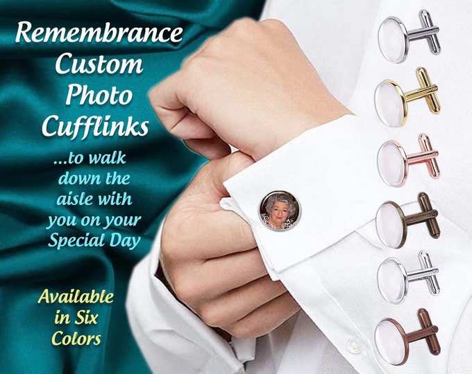 Custom Photo Cufflinks, Wedding Photo Gift, Groom Cufflinks, Best Man, Father of the Bride Cuff Links, Groomsmen, Memorial Cufflinks