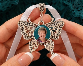 Personalized Butterfly Photo Charm Keepsake - Custom Memorial, Wedding Bouquet and Meaningful Bride Gift