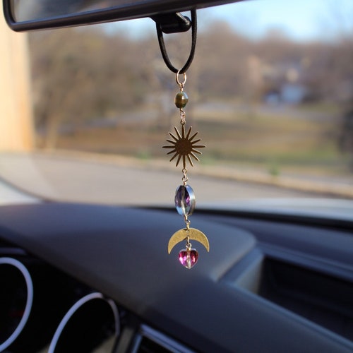 Car Crystal Suncatcher Car Charm Celestial Car Hanger Etsy