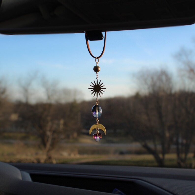 Car Crystal Suncatcher Car Charm Celestial Car Hanger Etsy