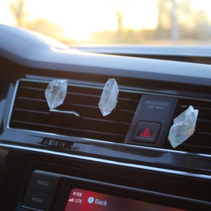 Genuine Crystal Point Car Accessory Air Vent Clip Car Crystals New Driver Gift Calm Driving Gift Crystals for Vehicle Clear Quartz & Aura