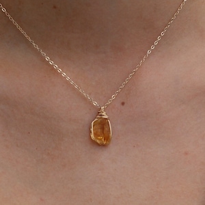 Raw Citrine Crystal Necklace Wire Wrapped Jewelry Gift for Her Mother's Day Citrine Jewelry Dainty Citrine Necklace Crystal Jewelry Gifts