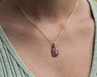 Thulite Necklace, Pink Crystal Necklace, Gifts for Her, Jewelry Gift, Thulite Choker, Crystal Gifts, Pink Crystal Choker, Healing Crystals