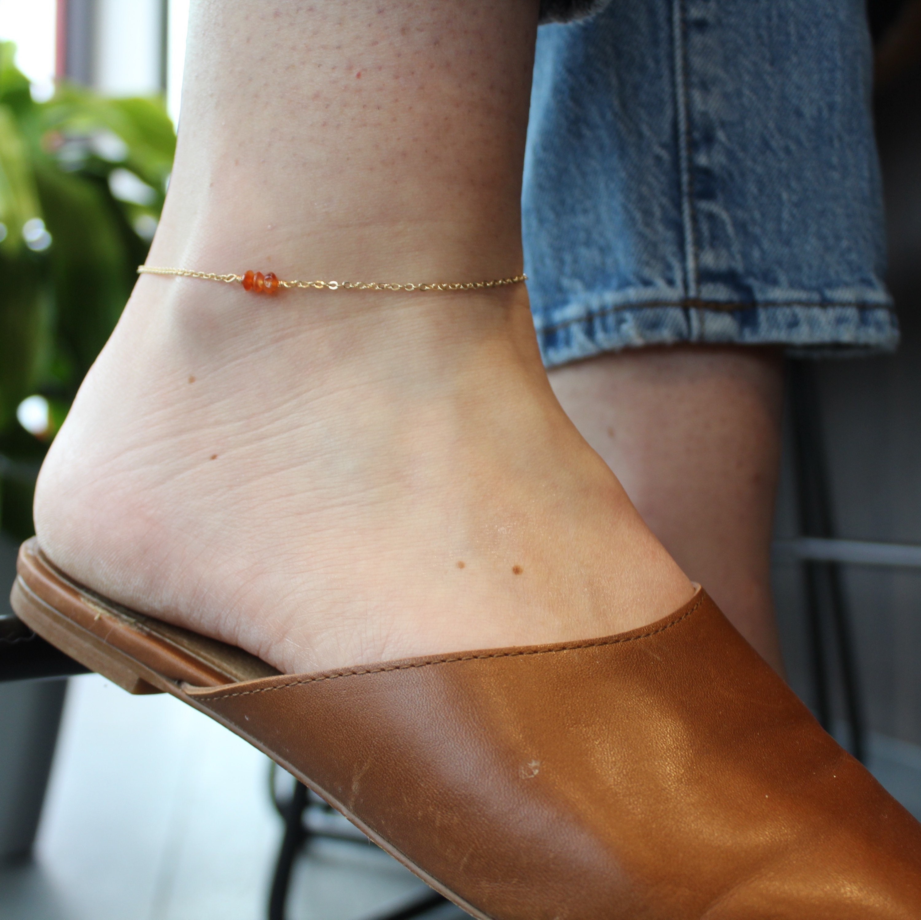 Carnelian Anklet - Etsy