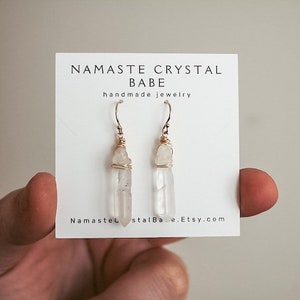 Clear Quartz Crystal Earrings Drop Earrings Mothers Day Gifts for Mom, Crystal Quartz Earrings, Dangle Earrings, Crystal Point Earrings