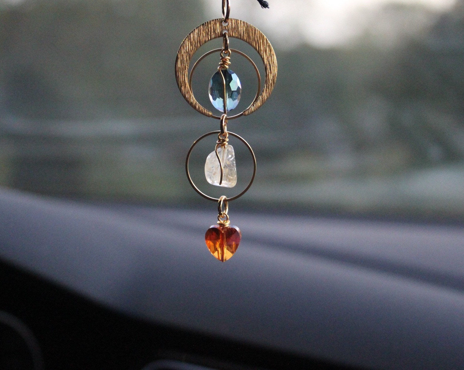 Car Crystal Suncatcher Car Charm Celestial Car Hanger Etsy