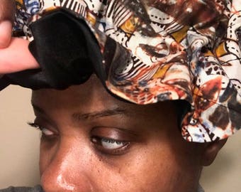 Satin Bonnet in Pan African Print