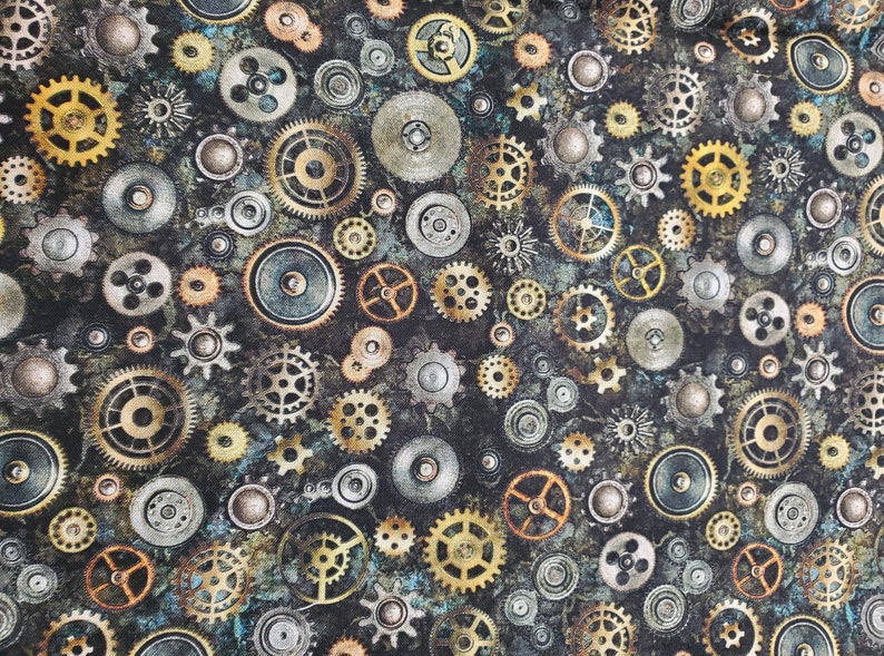 Steampunk Adventures Gears by QT Fabrics Etsy