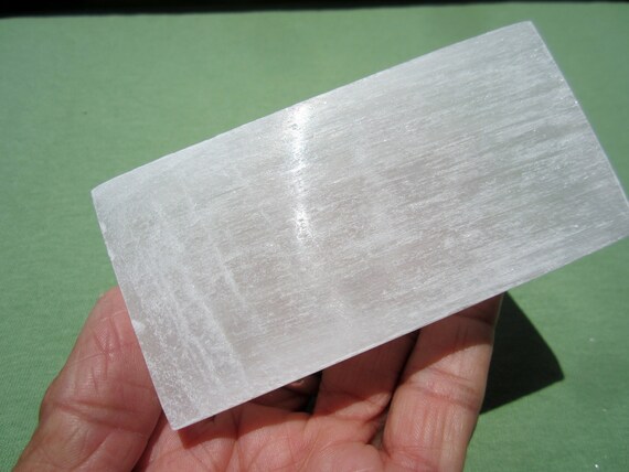 SELENITE FLAT Thick Polished Rectangle Charging Station Morocco 241g