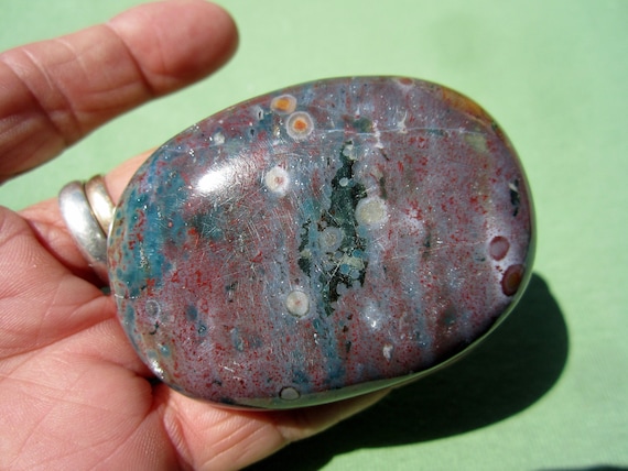 Fancy JASPER Polished Palm Stone India 109g / 2 1/2" inch