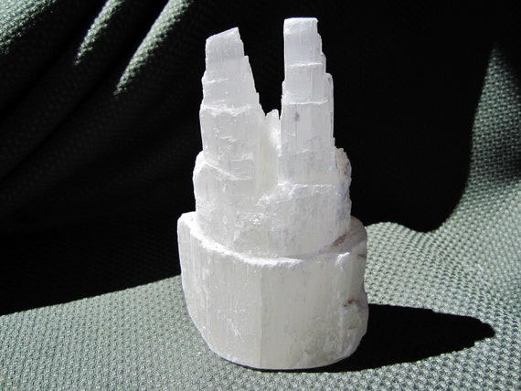 SELENITE TOWER 6" Twin Rough Double Morocco 690g