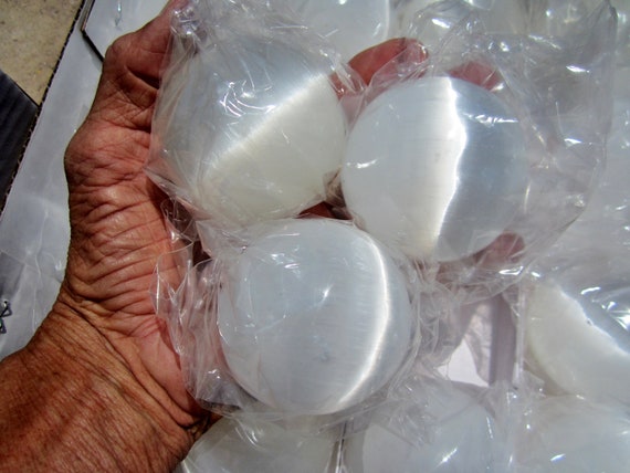 SELENITE SPHERE 6cm Lot of 24 Polished Bulk Morocco