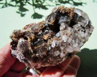 SMOKY QUARTZ and Fluorite Cluster Mixed Minerals Natural Mexico 158g