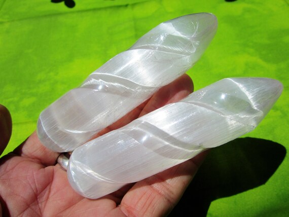 SELENITE WAND Lot of (2) 4" in. Polished Morocco 176g
