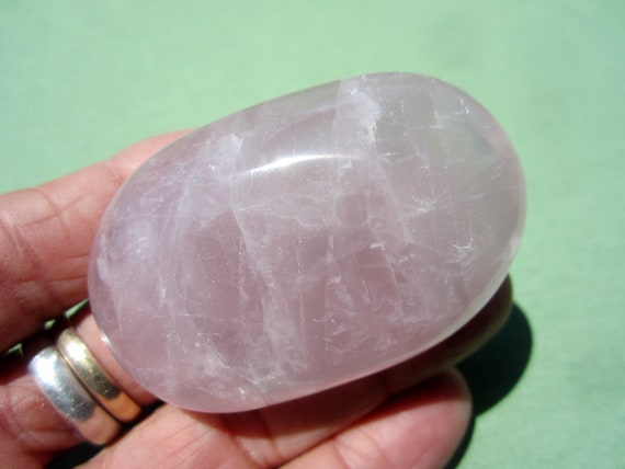 ROSE QUARTZ Polished Palm Stone Touch Worry Madagascar 90g / 2 1/4" inch