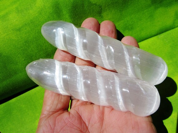 SELENITE WAND Lot of (2) 4" in. Polished Morocco