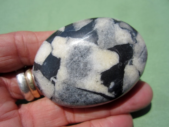 ZEBRA JASPER Polished Palm Stone Pakistan 88g / 2 1/4" inch