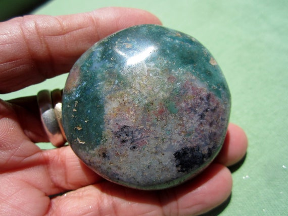 OCEAN JASPER Polished Palm Stone Madagascar 86g / 2" inch