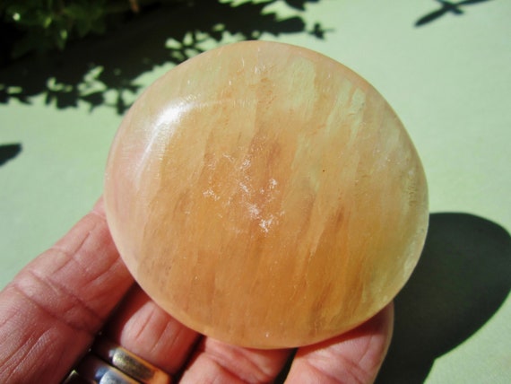 ORANGE SELENITE Polished Palm Stone Morocco 100g