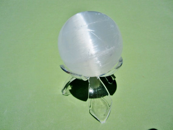 SELENITE SPHERE with Acrylic Stand Polished Morocco 6.5cm / 328g