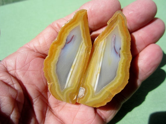 THUNDER EGG Pair Polished Geode Agate Creek, Queensland, Australia 66g