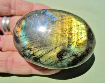 LABRADORITE Polished Palm Stone Touch Worry Madagascar 99g / 2 1/2" inch