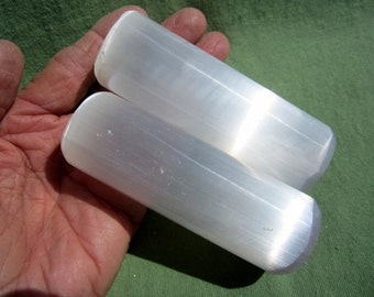 SELENITE HARMONIZER Cylinder Lot of (2) Polished Morocco