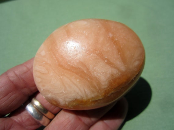 ORANGE CALCITE Polished Palm Stone Madagascar 95g / 2 1/4" inch